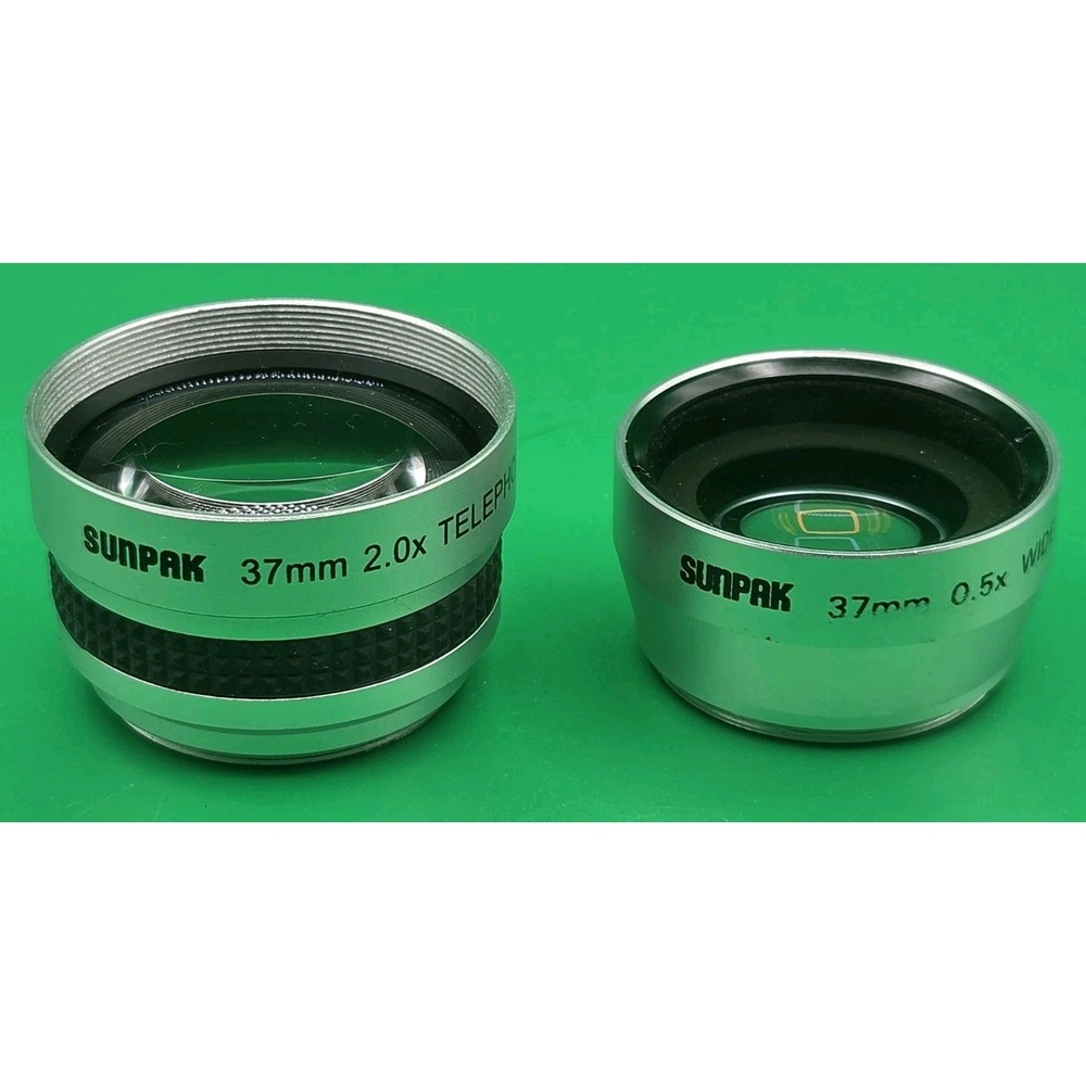 SUNPAK 37mm 0.5x Wide-Angle Lens & 37mm 2.0x Telephoto Lens Bundle Of 2 Lot